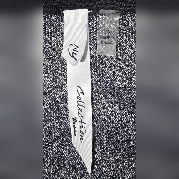 NY Collection Sweater Womens Plus Black & Gray Metallic 3/4 Sleeve Pullover 3X - Picture 4 of 7